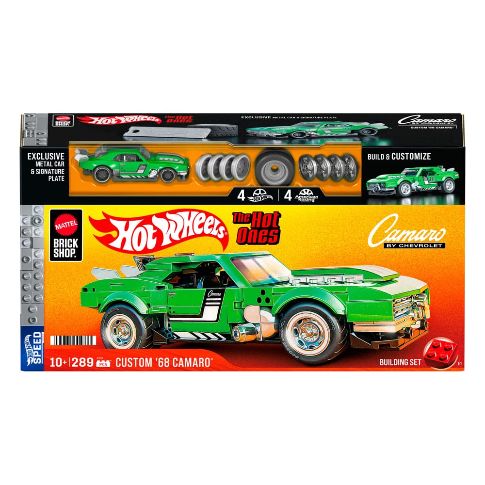 Mattel Brick Shop Hot Wheels Speed Series Set da Costruzione 1/32 Custom '68 Camaro, 289 Pezzi
