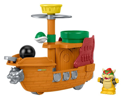 Fisher-Price Little People My Mario Playset – Aeronave di Bowser, gioco a spinta per bambini 3+