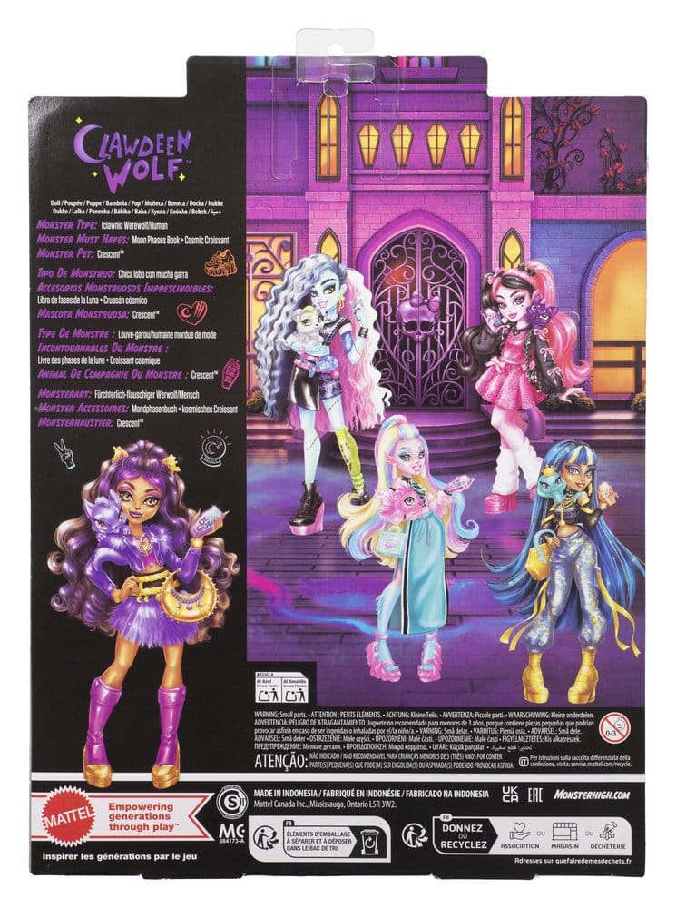 Monster High Bambola Clawdeen Wolf con Lupo Crescent, Mattel