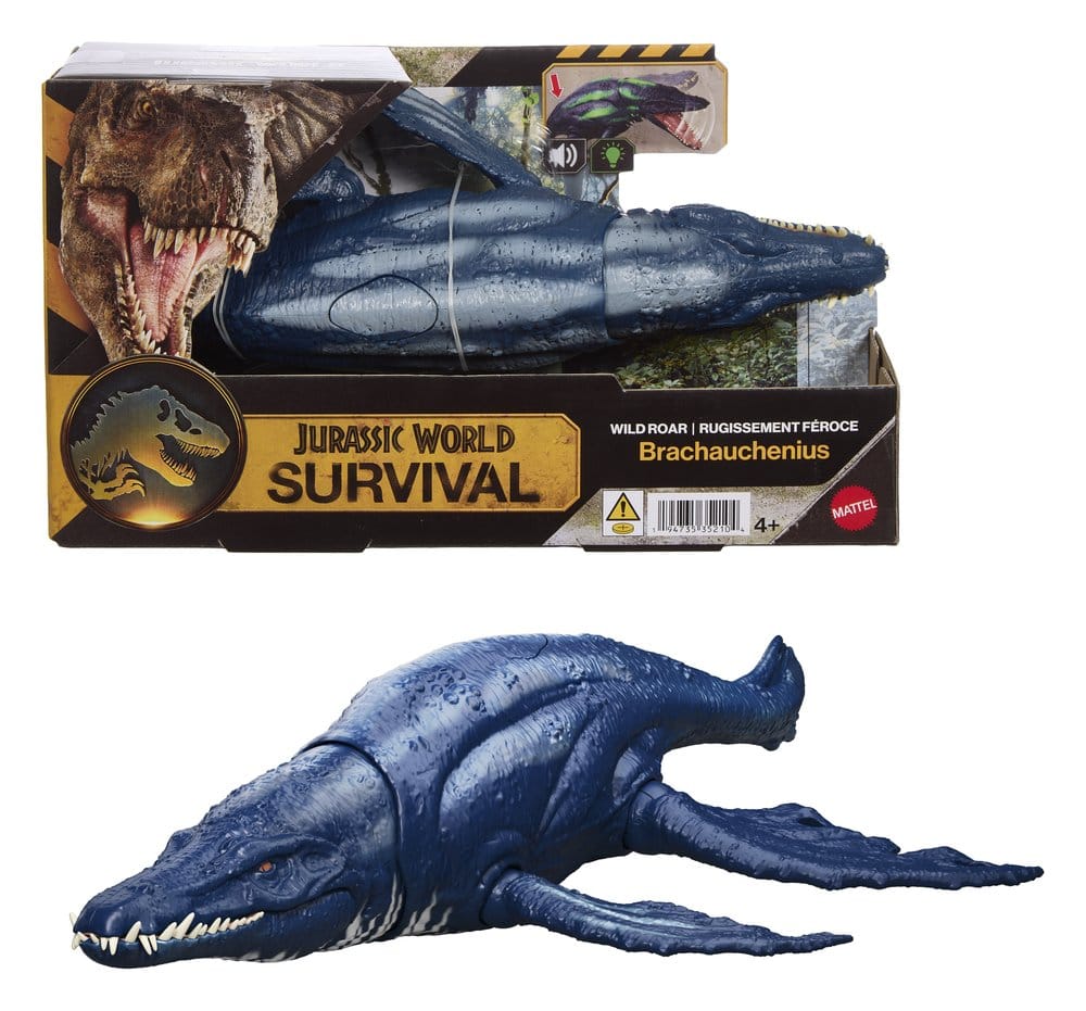 Jurassic World Wild Roar Brachauchenius Action Figure con Ruggito, Mattel