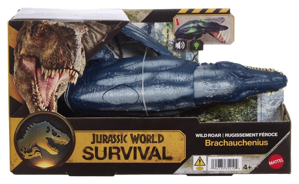 Jurassic World Wild Roar Brachauchenius Action Figure con Ruggito, Mattel