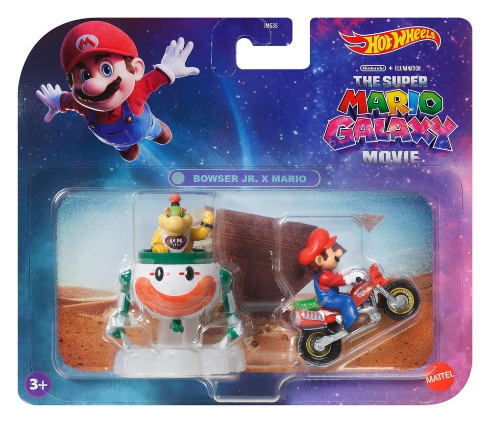 Super Mario Hot Wheels Confezione da 2 Veicoli Die-Cast 1:64 Mario e Bowser Jr.