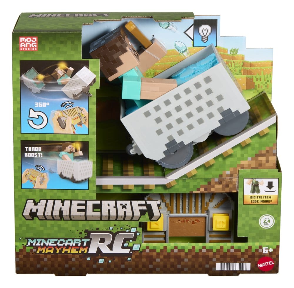 Minecraft Veicolo Radiocomandato Steve in Carrello da Miniera Mattel