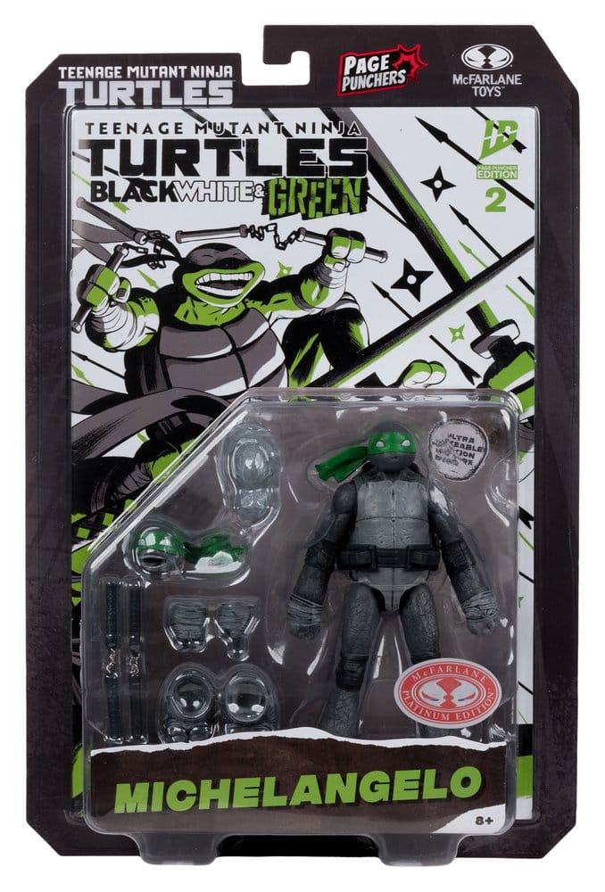 Tartarughe Ninja Page Punchers Action Figure Michelangelo (Black White & Green) (Red Platinum Edition) 13 cm