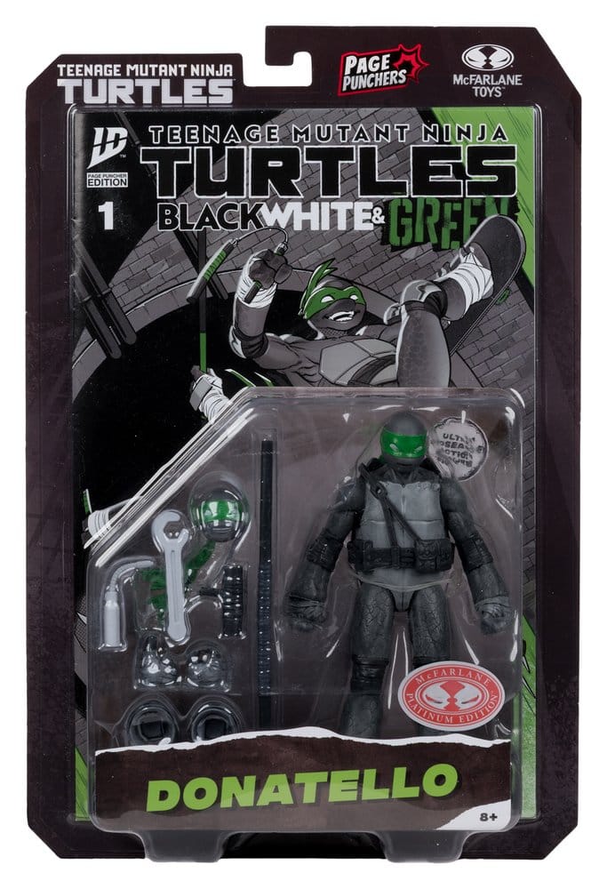 Tartarughe Ninja Page Punchers Action Figure Donatello (Black White & Green) (Red Platinum Edition) 13 cm