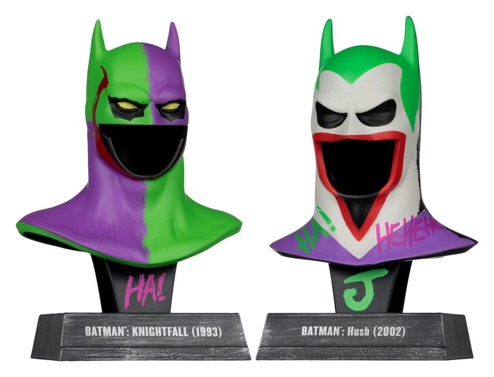 Batman DC Direct Mini Replica 1/3 - Set da 2 Cappucci Hush e Knightfall (Jokerized) (Gold Label) 18 cm