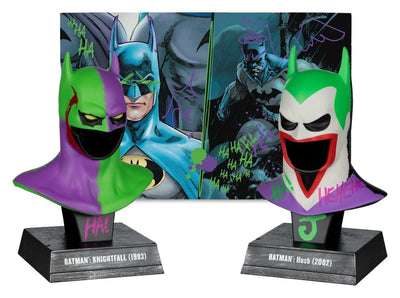 Batman DC Direct Mini Replica 1/3 - Set da 2 Cappucci Hush e Knightfall (Jokerized) (Gold Label) 18 cm