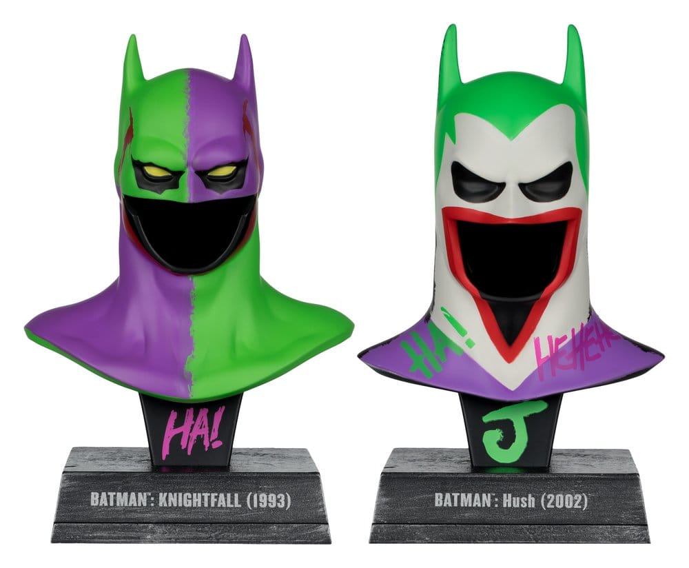 Batman DC Direct Mini Replica 1/3 - Set da 2 Cappucci Hush e Knightfall (Jokerized) (Gold Label) 18 cm