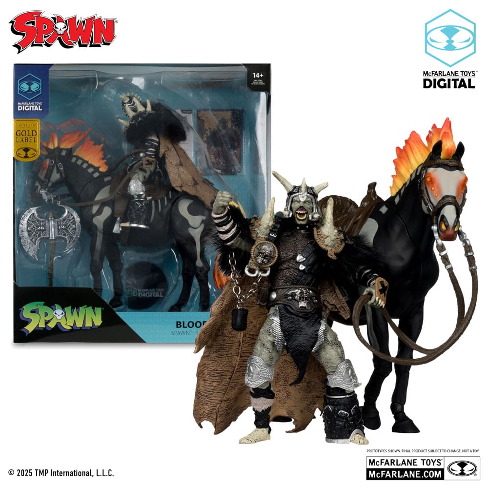 Spawn Bloodaxe con Cavallo – Action Figure (Spawn: The Dark Ages) – McFarlane Toys 30° Anniversario Gold Label 18 cm