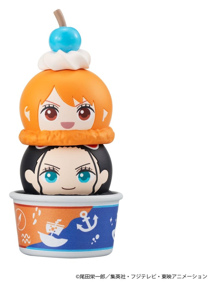 One Piece Tsumichen Stack up & Change Mini-figure a Sorpresa 6 Pezzi 8 cm con Base Speciale Megahouse