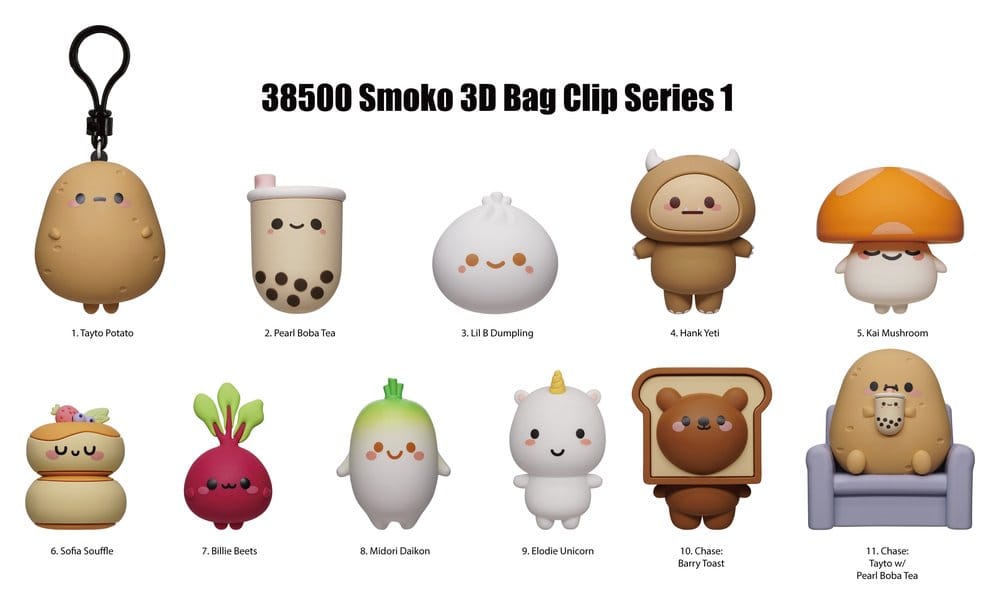 Smoko 3D Foam Bag Clips Serie 1 Display (24 buste) – Portachiavi a sorpresa Monogram Int.