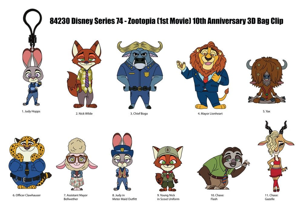 Zootopia Portachiavi in Schiuma 3D - Serie 73 Display da 24 Bustine Cieche Monogram Int.