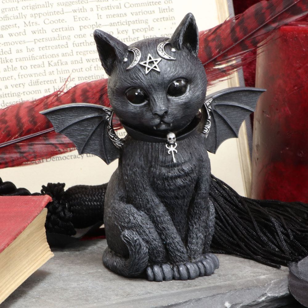Statuetta Cult Cuties Malpuss Gatto Alato con Teschi e Pentagrammi Nemesis Now 10 cm