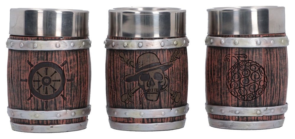 Set di bicchierini One Piece a forma di barile, 8 cm, Nemesis Now