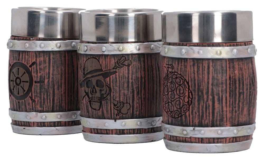 Set di bicchierini One Piece a forma di barile, 8 cm, Nemesis Now