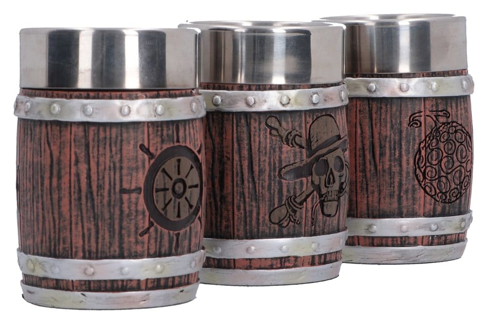 Set di bicchierini One Piece a forma di barile, 8 cm, Nemesis Now