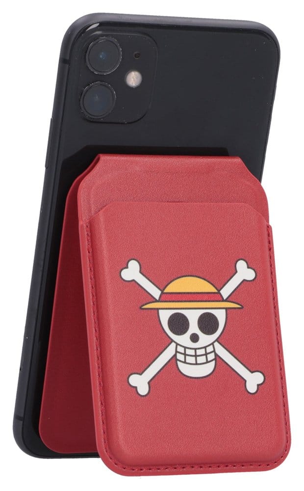 Portacarte MagSafe One Piece Luffy Jolly Roger rosso 10 cm Nemesis Now