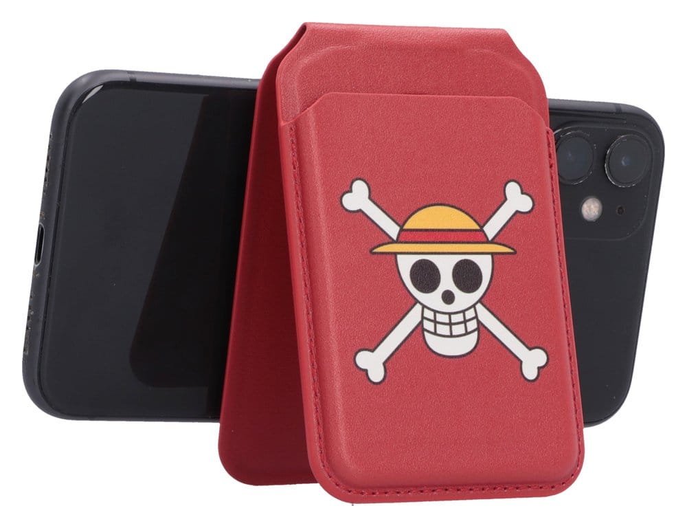 Portacarte MagSafe One Piece Luffy Jolly Roger rosso 10 cm Nemesis Now
