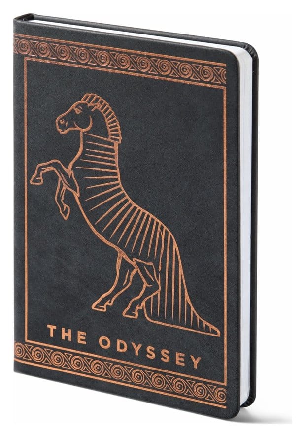 Diario The Odyssey con Cavallo di Troia, copertina in similpelle nera, 15,2 x 21,6 cm, Noble Collection