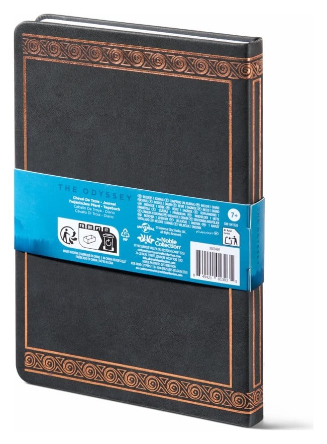 Diario The Odyssey con Cavallo di Troia, copertina in similpelle nera, 15,2 x 21,6 cm, Noble Collection