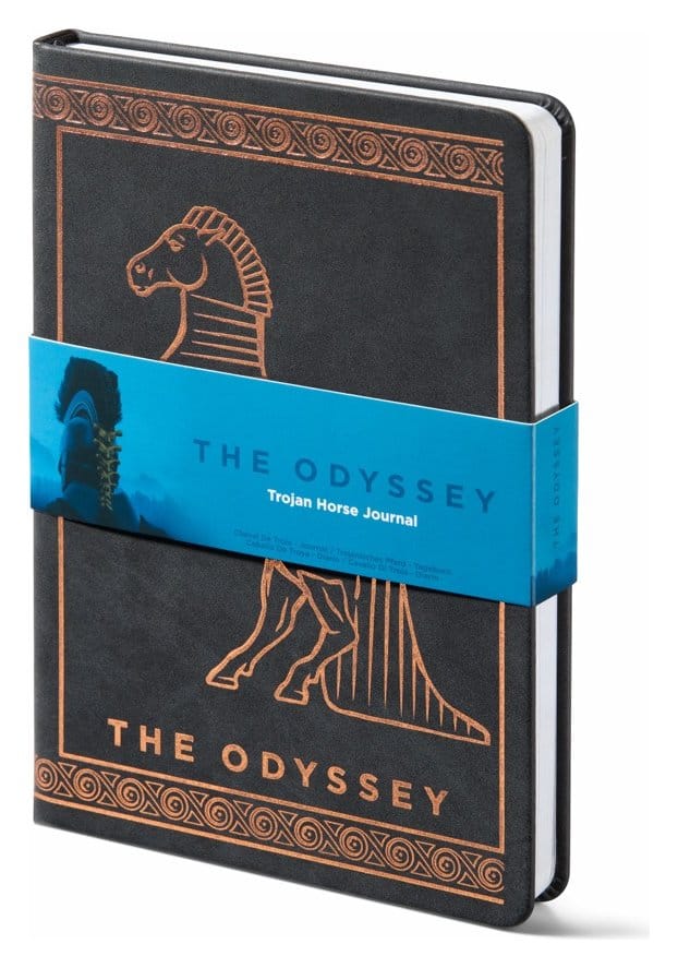 Diario The Odyssey con Cavallo di Troia, copertina in similpelle nera, 15,2 x 21,6 cm, Noble Collection
