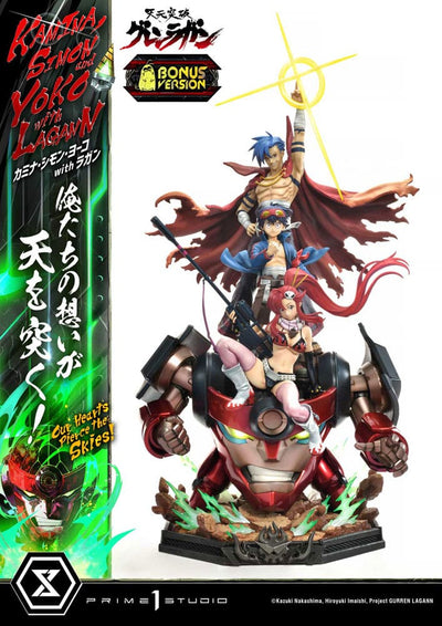 Gurren Lagann Statua 1/4 Kamina, Simon & Yoko con Lagann Deluxe Bonus Version 97 cm Prime 1 Studio