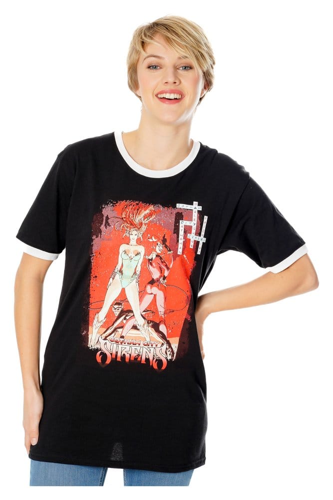 Maglietta Gotham City Sirens Crossword Black Ringer XXL - DC Comics