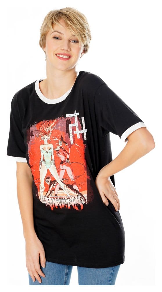 Maglietta Gotham City Sirens Crossword Black Ringer XXL - DC Comics