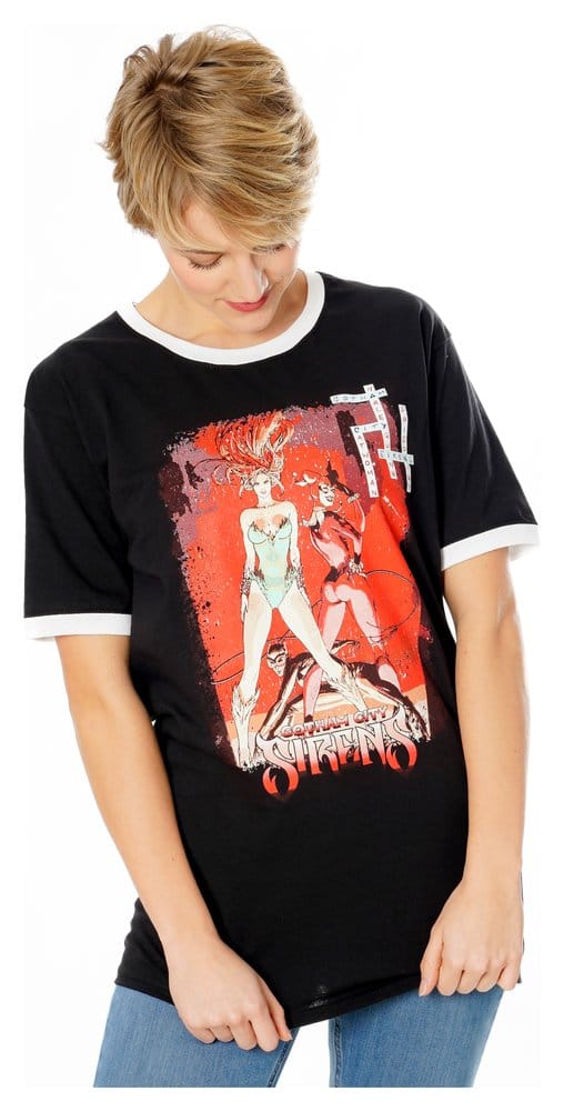Maglietta Gotham City Sirens Crossword Black Ringer XXL - DC Comics