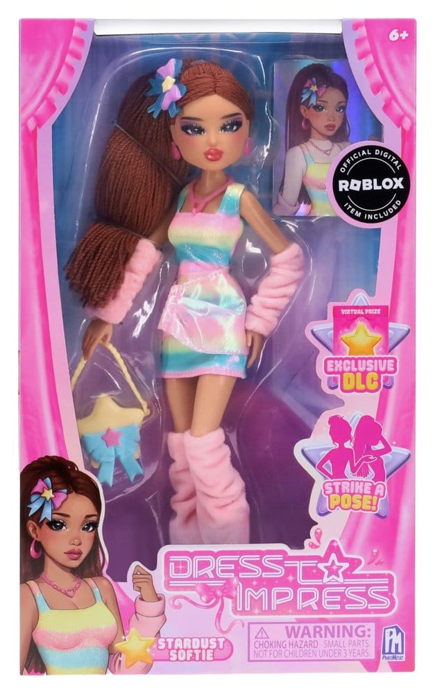 Bambola Roblox Dress To Impress Stardust Softie con codice DLC Phat Mojo