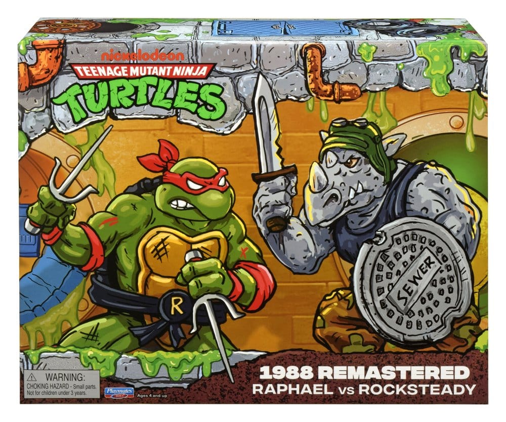 Tartarughe Ninja: Action Figure Remastered Raphael vs. Rocksteady - Playmates
