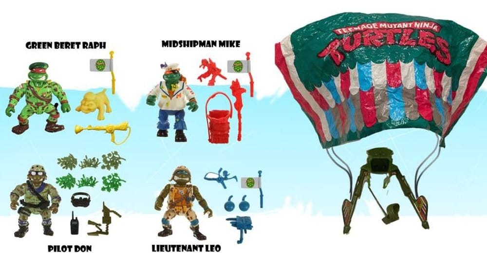 Tartarughe Ninja Action Figure Classiche 4 Pezzi con Paracadute - Playmates