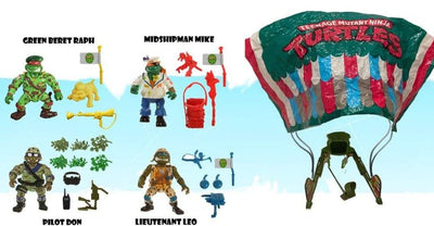 Tartarughe Ninja Action Figure Classiche 4 Pezzi con Paracadute - Playmates