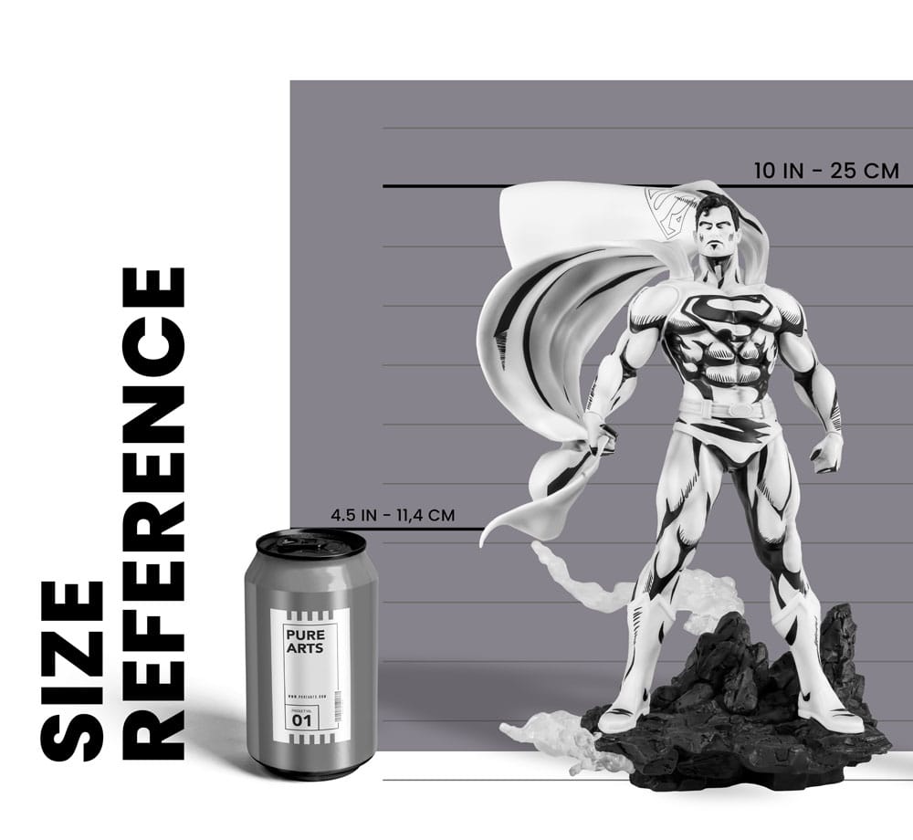Statua Superman Man of Steel in PVC 1/8 SDCC 2024 versione bianco e nero 36 cm PureArts