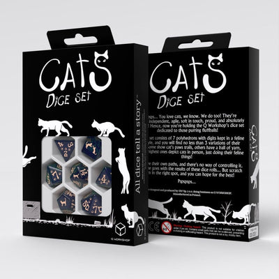 Q Workshop CATS Set di 7 Dadi Poliedrici Mittens – Dadi a Tema Gatti