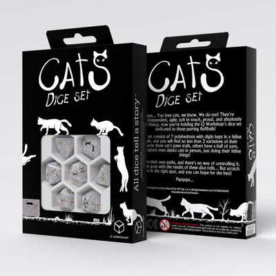 Q Workshop CATS Purrl – Set di 7 Dadi Poliedrici a Tema Gatti
