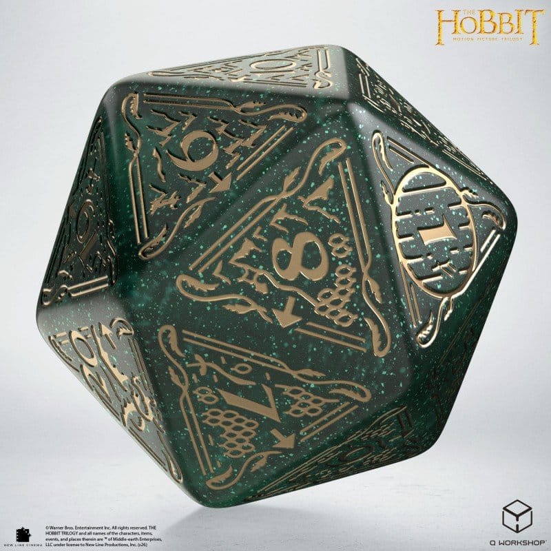 The Hobbit Spindown Jumbo D20 Dado TCG Verde Smeraldo Q Workshop