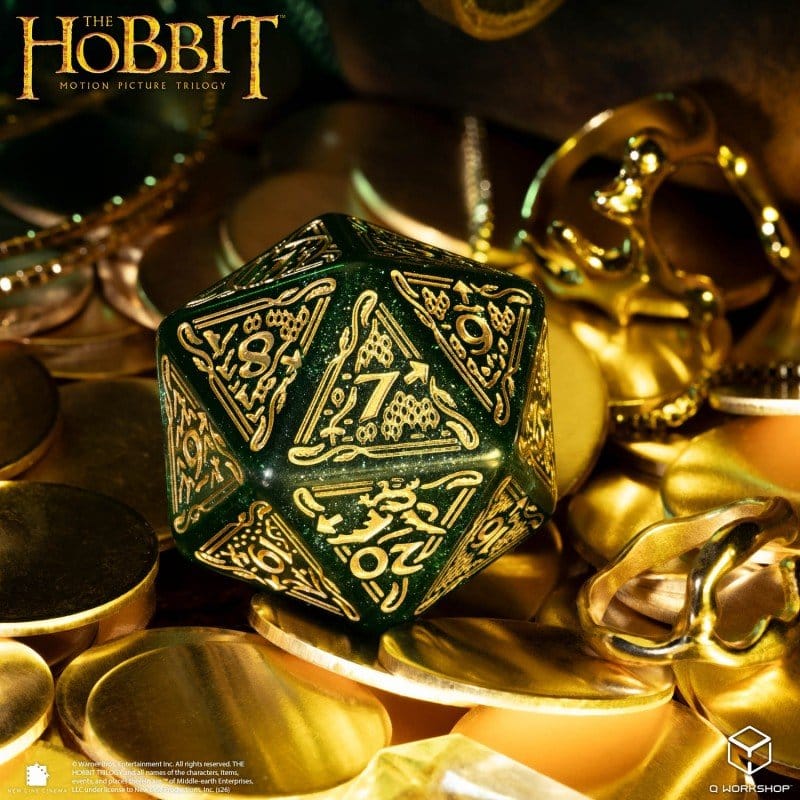 The Hobbit Spindown Jumbo D20 Dado TCG Verde Smeraldo Q Workshop