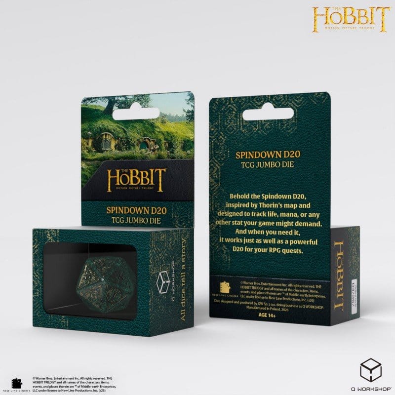 The Hobbit Spindown Jumbo D20 Dado TCG Verde Smeraldo Q Workshop