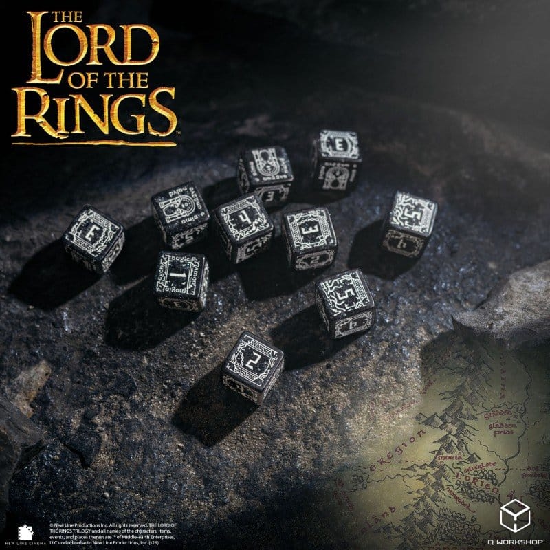 Il Signore degli Anelli: Set di 10 Dadi D6 Moria (Bagliore nel Buio) - Q Workshop