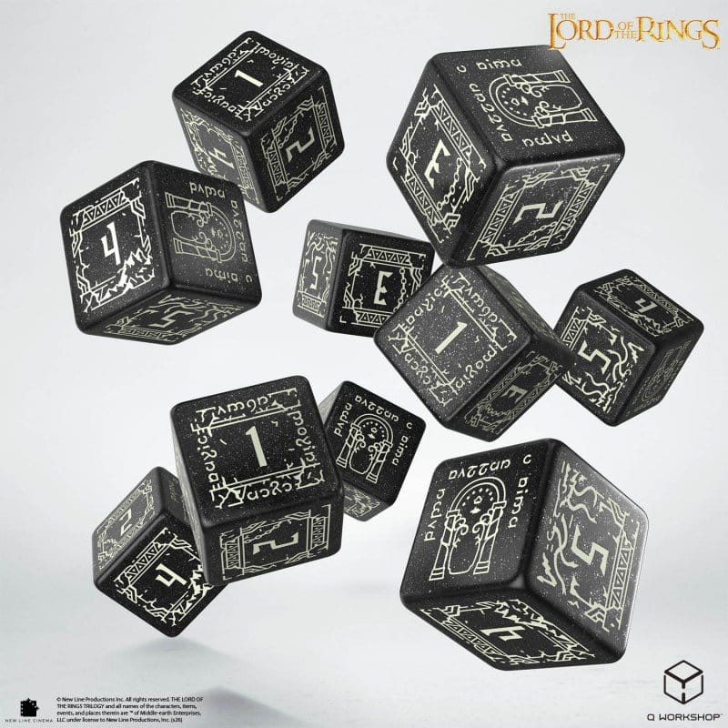 Il Signore degli Anelli: Set di 10 Dadi D6 Moria (Bagliore nel Buio) - Q Workshop
