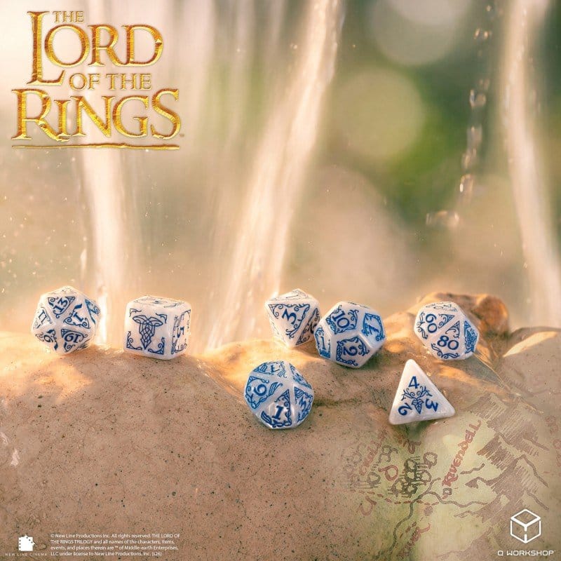 Set di 7 Dadi Il Signore degli Anelli Rivendell (Pietra) - Q Workshop