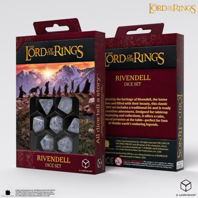 Set di 7 Dadi Il Signore degli Anelli Rivendell (Pietra) - Q Workshop