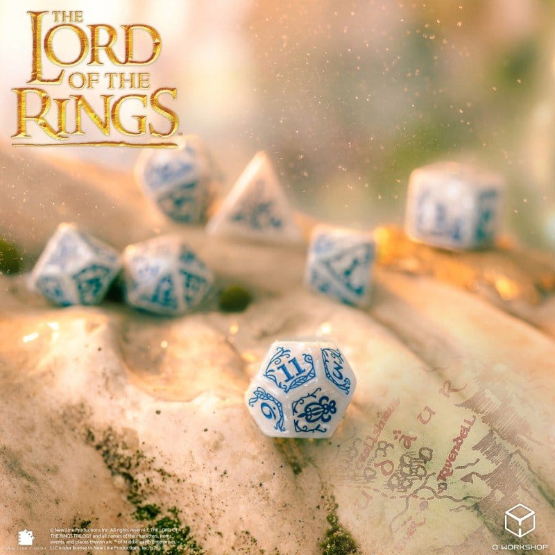 Set di 7 Dadi Il Signore degli Anelli Rivendell (Pietra) - Q Workshop