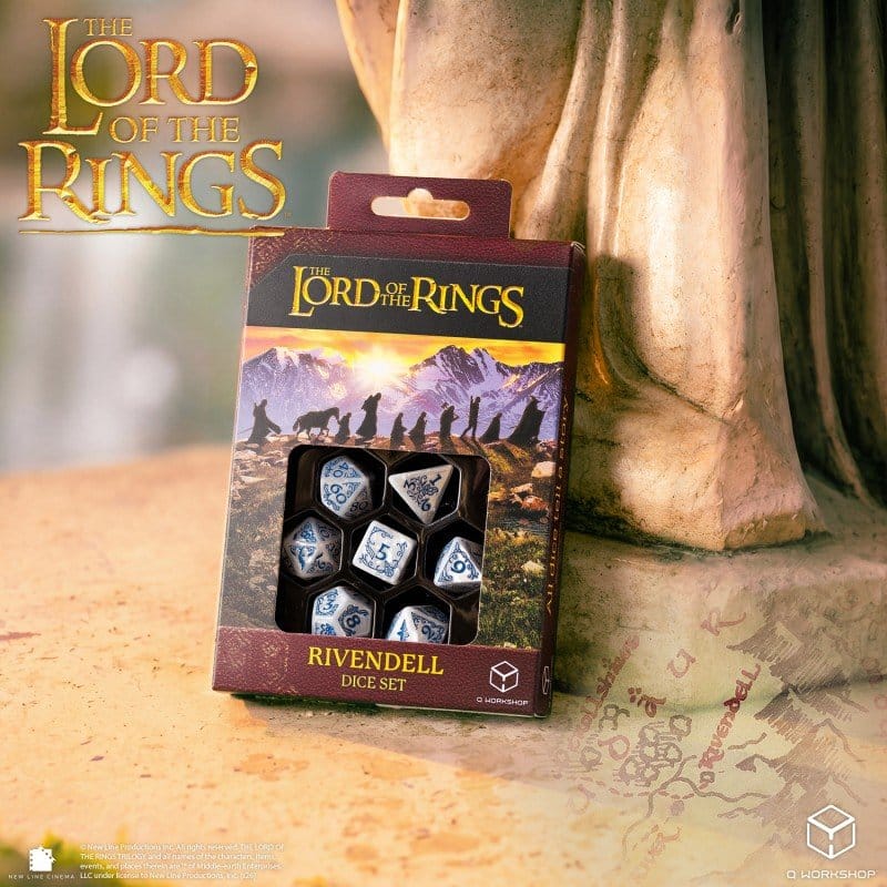 Set di 7 Dadi Il Signore degli Anelli Rivendell (Pietra) - Q Workshop