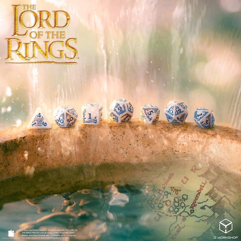 Set di 7 Dadi Il Signore degli Anelli Rivendell (Pietra) - Q Workshop