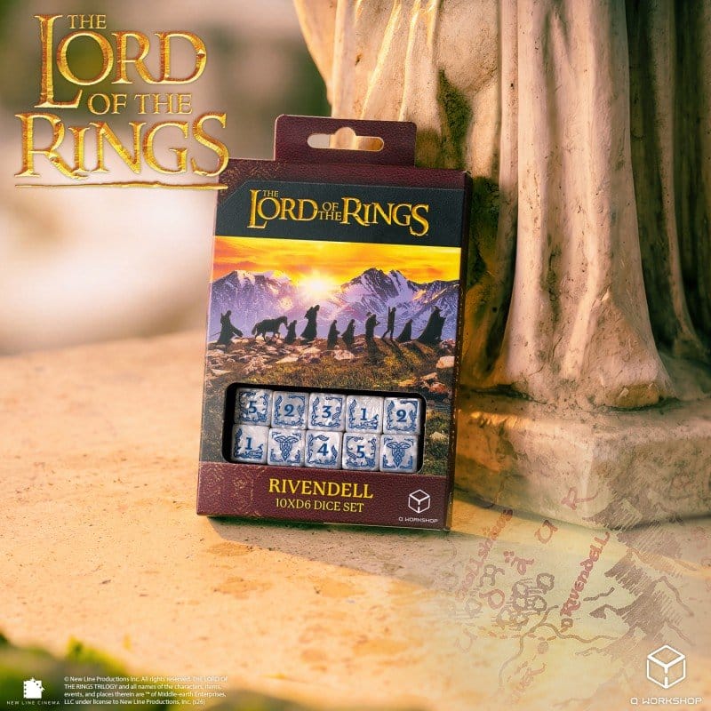 Il Signore degli Anelli: set di 10 dadi D6 Rivendell (Stone) - Q Workshop