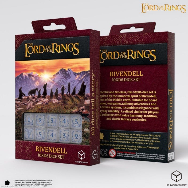Il Signore degli Anelli: set di 10 dadi D6 Rivendell (Stone) - Q Workshop