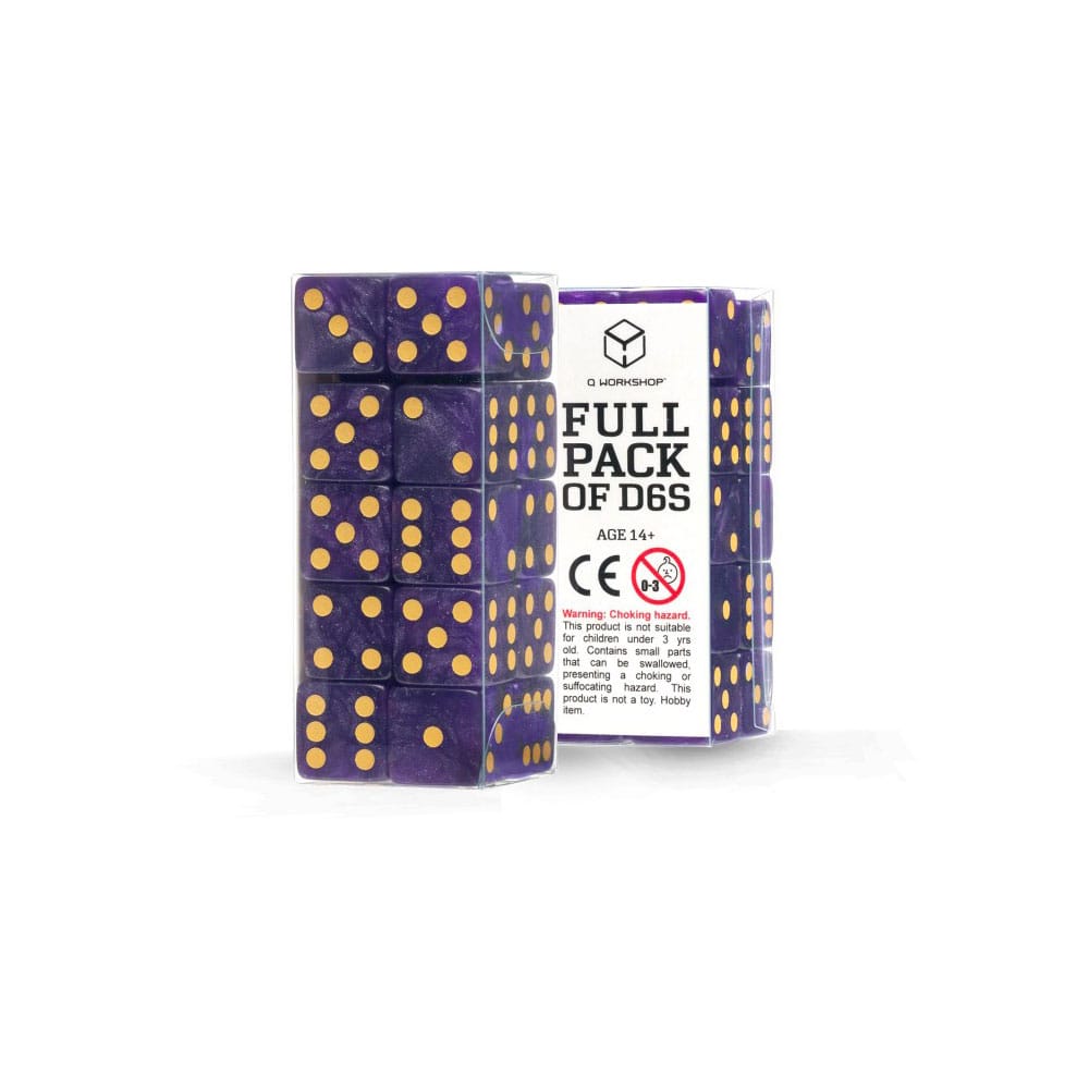 Set di dadi Q Workshop Full Pack D6 Shimmering Purple, 20 dadi a 6 facce