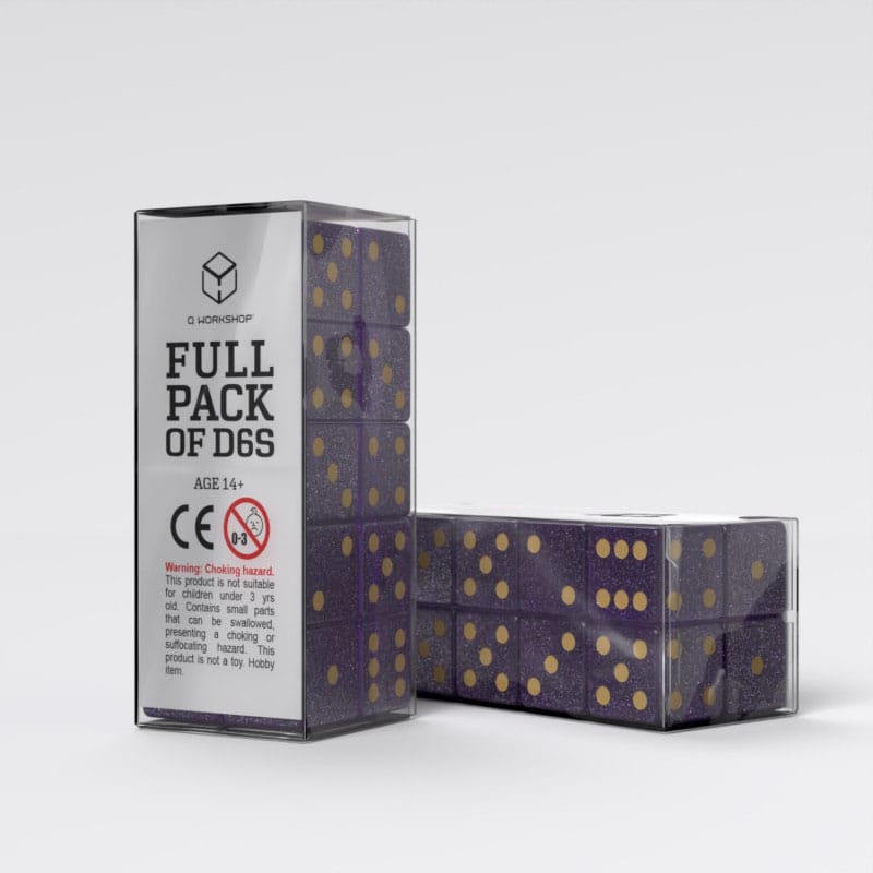 Set di dadi Q Workshop Full Pack D6 Shimmering Purple, 20 dadi a 6 facce
